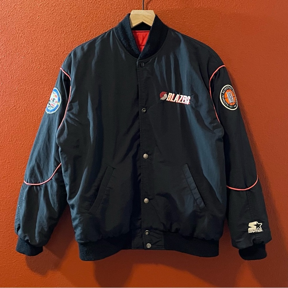 Starter Men’s Vintage 90’s Black Portland Trail Blazers NBA‎ Satin Bomber Jacket